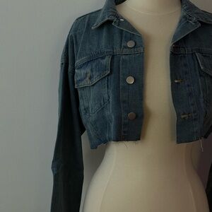 Cropped Frilled Jean Jacket